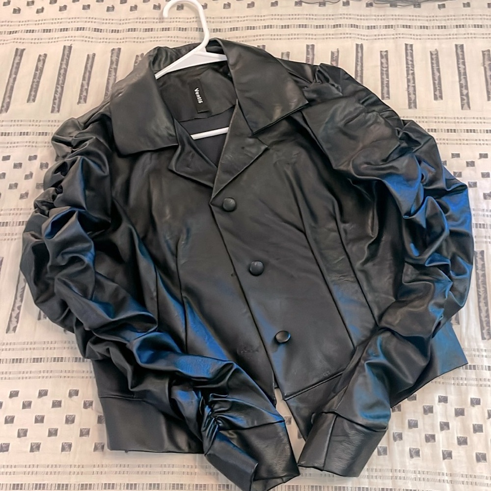 Venti 6 Cropped Faux Leather Jacket